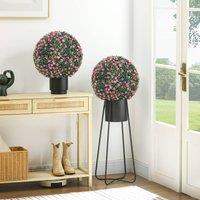 HOMCOM 40cm Artificial Topiary Balls Set of 2 Hanging Faux Boxwood Balls in Green