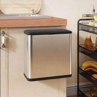 HOMCOM Hanging Kitchen Bin, Rubbish bin w/ Stay-Open Lid for Under Sink in Silver