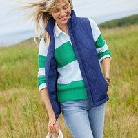 Lands' End Women's Womens Petite Insulated FeatherFree Onion Quilted Gilet in Navy | Size: 16-18