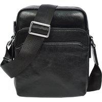 House of Leather Men's Mens Real Leather Cross Body Bag Small Size Travel Pouch Hanoi Brown in Black