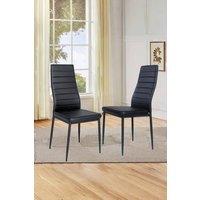 Living and Home 2pcs Armless Leather High Back Dining Chairs Padded Seat in Black