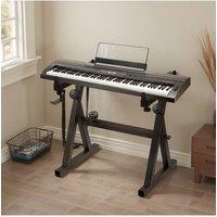Living and Home Heavy-Duty Z-Style Keyboard Stand with Adjustable Width & Height in Black