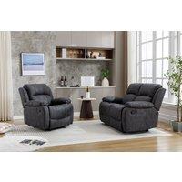 FURNITURE ONE Recliner Sofa Set, Manual Recliner Sofa Suitet - 2+1 Seater Set in Dark Grey | Size: 1 Pack