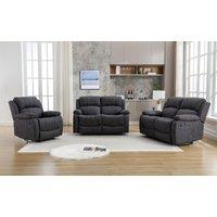 FURNITURE ONE Recliner Sofa Set, Manual Recliner Sofa Suite - 2+2+1 Seater Set in Dark Grey | Size: 1 Pack