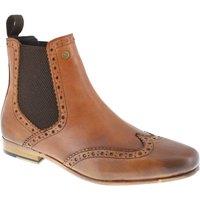 HX London Men's Harlow Leather Pointed Brogue Chelsea Boots in Tan | Size: 10