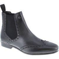 HX London Men's Harlow Leather Pointed Brogue Chelsea Boots in Black | Size: 9
