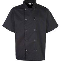 Premier Men's Studded Front Short Sleeve Chefs Jacket Pack of 2 in Black | Size: XL