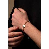 Outrage London Men's 18K Gold Personalised Circle 5MM Cuban Bracelet | Size: Adjustable