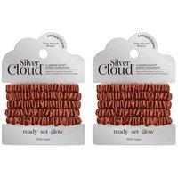 Silver Cloud Women's Silver Ion Infused Satin Hair Scrunchies Auburn 5 Pack - Twin Pack in Burnt Orange