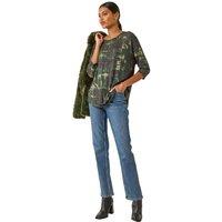 Roman Women's Textured Printed Stretch Top in Green | Size: 10