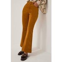 Monsoon Women's Cassidy Corduroy Flare Trousers Camel | Size: 18