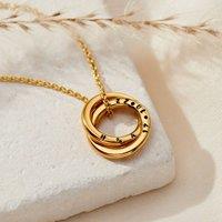 Posh Totty Designs Women's Yellow Gold Personalised Mini Two Ring Russian Necklace