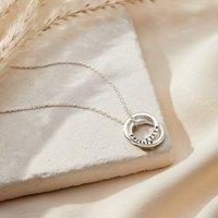 Posh Totty Designs Women's Sterling Silver Personalised Mini Two Ring Russian Necklace