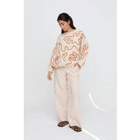 Raffya Women's Elton Embroidered Jumper In Cream | Size: 10