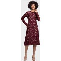 LBV Fashion Women's Rich Flower Lace Dress in Maroon | Size: 16