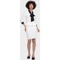 LBV Fashion Women's Ivory Scarf Peplum Dress | Size: 14