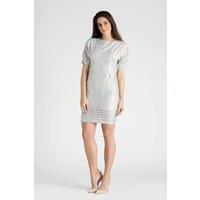 LBV Fashion Women's Luxury Silver Beige Lace Dress | Size: 14