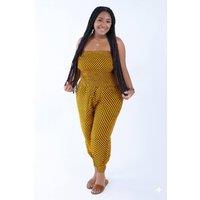 JTAPHRIQUE Women's Merci Bandeau & Puff Jumpsuit in Mustard | Size: 10