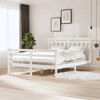 Berkfield Home Bed Frame White 150x200 cm King Size Solid Wood