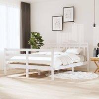 Berkfield Home Bed Frame White Solid Wood 140x190 cm