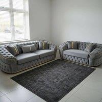 Stratus Interiors Ambassador 2+3 Sofa Set with Silver Trim (Frill & No-Frill Options) in Grey