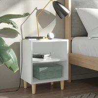 Berkfield Home Bed Cabinet with Solid Wood Legs White 40x30x50 cm | Size: 40 x 30 x 50 cm
