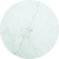 Berkfield Home Table Top White 90x1 cm Tempered Glass with Marble Design | Size: 90x1 cm