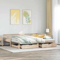 Berkfield Home Daybed with Trundle & Drawers without Mattress 90x190 cm Single in Brown