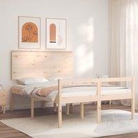 Berkfield Home Bed Frame with Headboard 140x200 cm Solid Wood in Brown