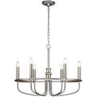 Netlighting Capitol Hill 6 Light Multi Arm Pendant Ceiling Light Brushed Nickel in Grey