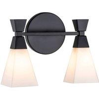 Netlighting Bowtie 2 Light Bathroom Wall Lamp Matte Black IP44