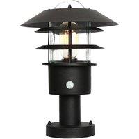 Netlighting Helsingor 1 Light PIR Pedestal Lantern Black IP44