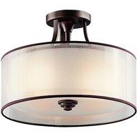 Netlighting Lacey 3 Light Small Semi Flush Mount Ceiling Light Mission Bronze E27 in Brown