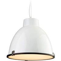 Netlighting Manhattan 1 Light Dome Ceiling Pendant White Frosted Glass E27
