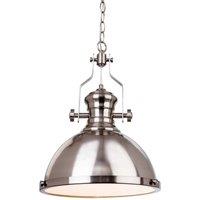 Netlighting Albion 1 Light Dome Ceiling Pendant Brushed Steel E27 in Grey