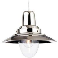 Netlighting Fisherman 1 Light Dome Ceiling Pendant Chrome Clear Glass E27