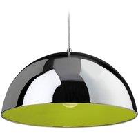 Netlighting Bistro 1 Light Dome Ceiling Pendant Chrome Green Inside E27