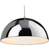 Netlighting Bistro 1 Light Dome Ceiling Pendant Chrome White Inside E27 in Grey