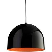 Netlighting House 1 Light Dome Ceiling Pendant Black Orange Inside E27