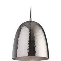 Netlighting Assam 1 Light Dome Ceiling Pendant Nickel Matt Nickel Inside E27 in Grey