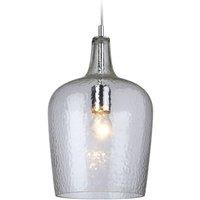 Netlighting Glass 1 Light Dome Ceiling Pendant Chrome Clear Glass E27 in Grey