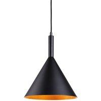 Netlighting Everest 1 Light Dome Ceiling Pendant Black with Gold Inside E27