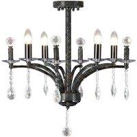 Netlighting Fiore Semi Flush Ceiling Pendant 4 Light Black Chrome Crystal
