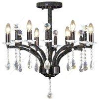 Netlighting Fiore Semi Flush Ceiling Pendant 6 Light Black Chrome Crystal