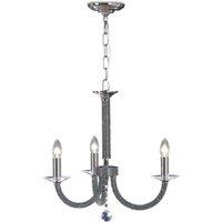 Netlighting Elena Ceiling Pendant Chandelier 3 Light Black Chrome Crystal