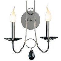 Netlighting Danya Wall Lamp 2 Light E14 Polished ChromeCrystal in Grey