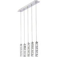 Netlighting Galaxy Linear Pendant 5 Drop 15W LED 6000K Polished Chrome Crystal in Grey