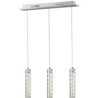 Netlighting Galaxy Ceiling Pendant 3 Drop LED 4000K 3 X 3W Polished Chrome Crystal in Grey