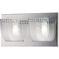 Netlighting Charis Flush Wall Lamp Switched 2 Light Polished Chrome Glass Crystal in Grey