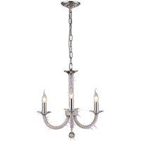 Netlighting Elena Ceiling Pendant Chandelier 3 Light Polished Chrome Crystal in Grey